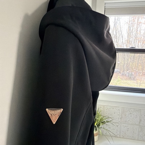 Guess Soft shell Black Women's Lightweight Hooded Jacket With Belt  Size M - Picture 8 of 16